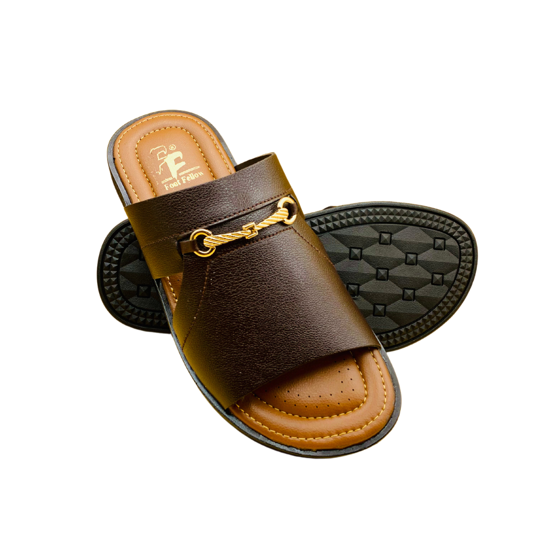 handmade mens brown slipper FF-3071