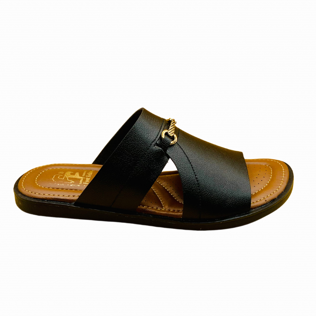 handmade mens black slipper FF-3071