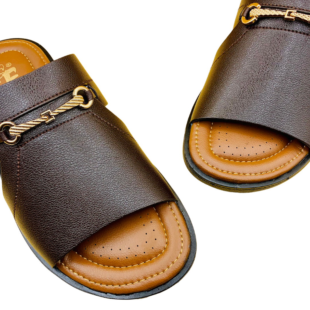 handmade mens brown slipper FF-3071