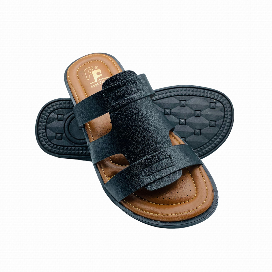 handmade mens black slipper FF-3067