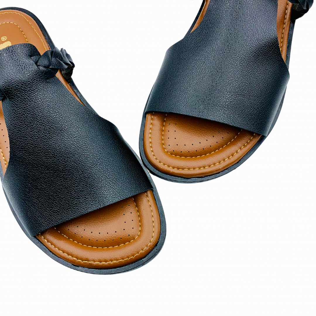 handmade mens black slipper FF-3065