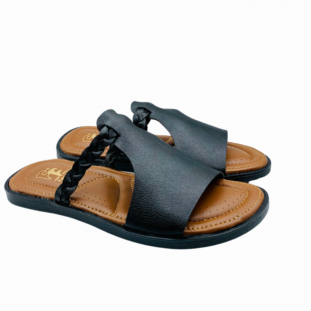 handmade mens black slipper FF-3065