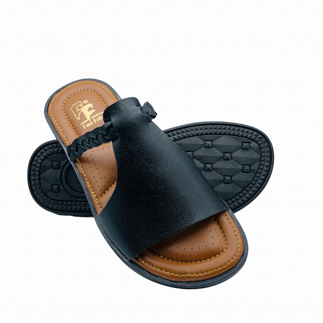 handmade mens black slipper FF-3065