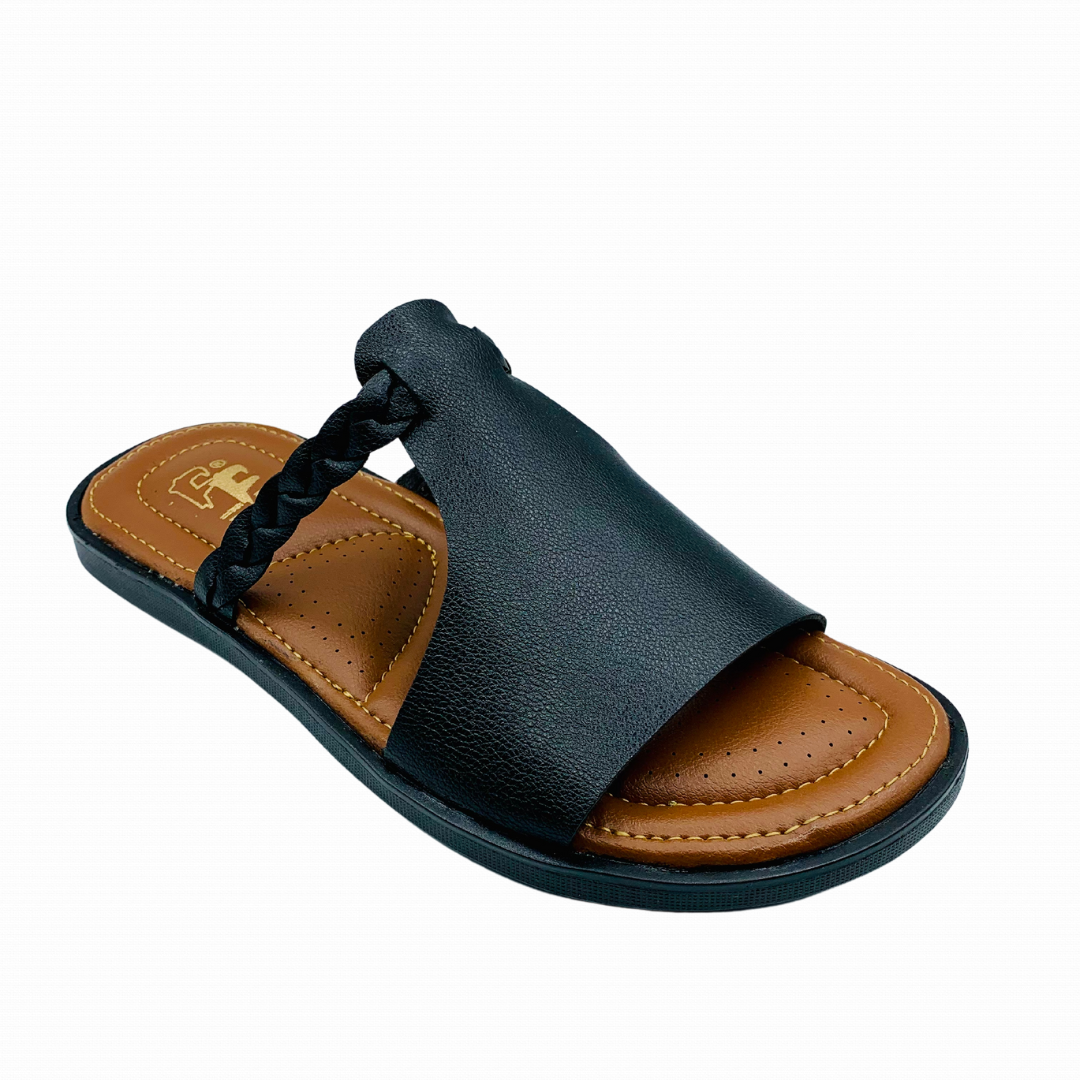 handmade mens black slipper FF-3065